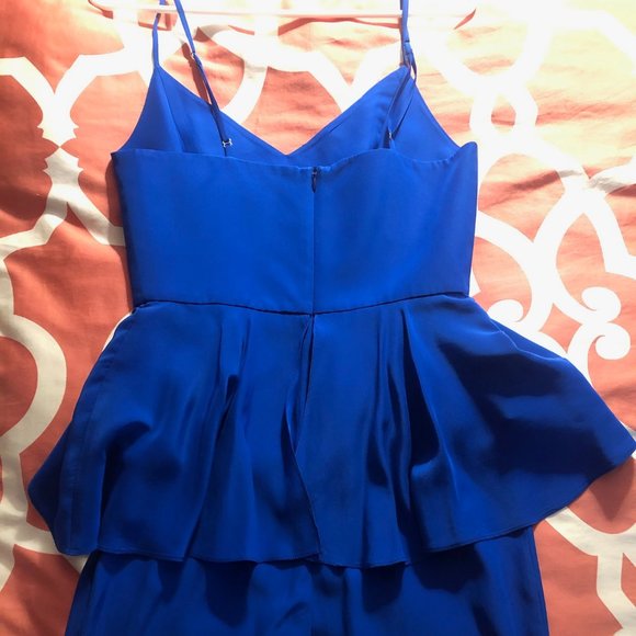 Amanda Uprichard Blue Silk Peplum Dress Size XS/P - Picture 3 of 7